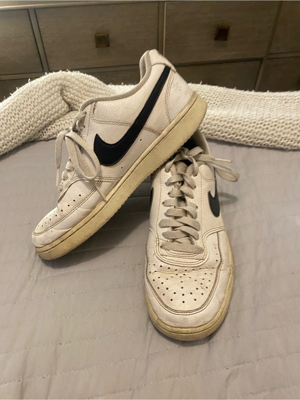 Nike Men’s Off-White Sneakers with Black Swoosh